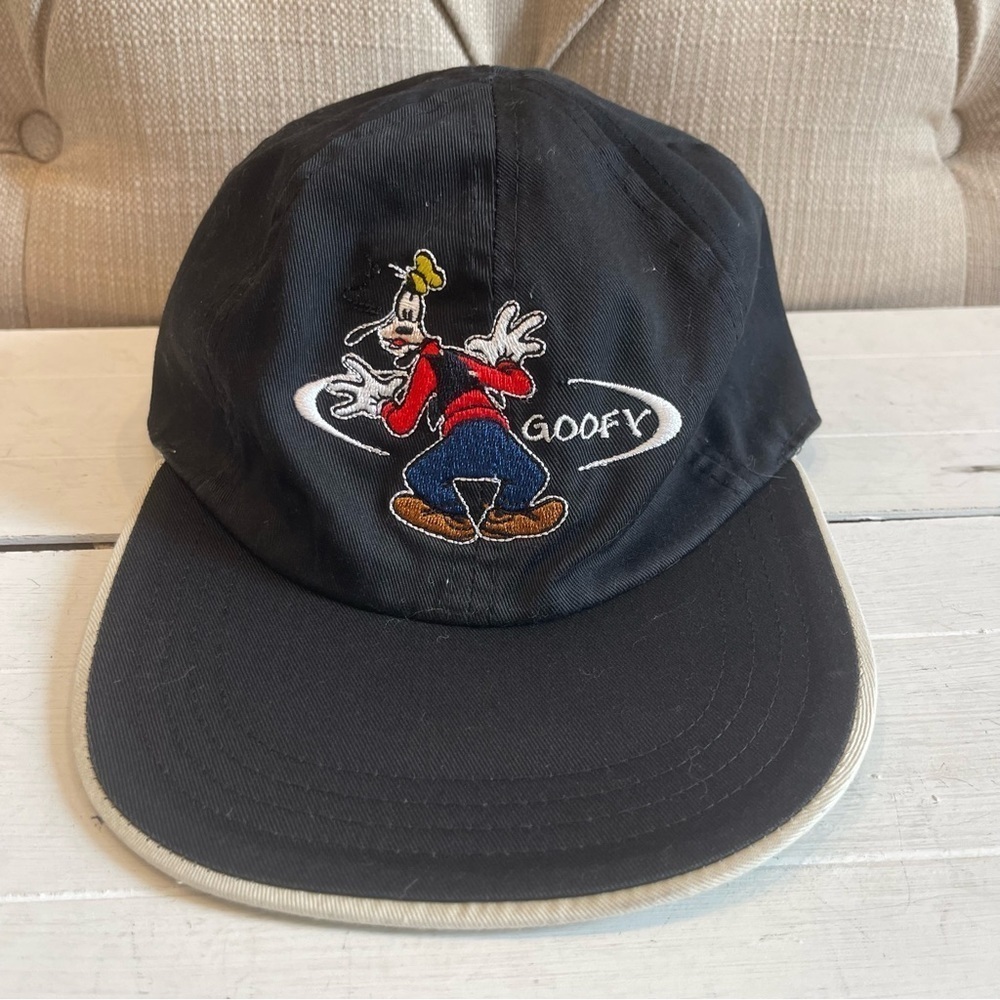 Disney Baseball Cap Mickey Mouse/Goofy Hat Reversible Black Beige